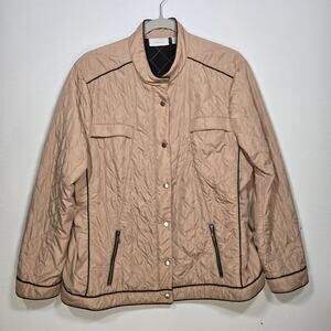Chico's Women's Tan Quilted Jacket. Size 3.